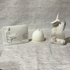 Lladro Collectors Society: Don Quixote Plaque, Fall Bell, Bird Rose Figurine Lot